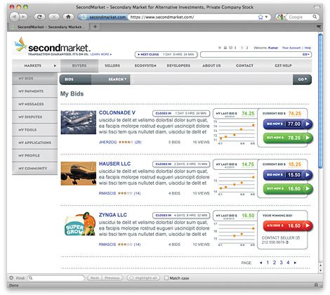 SecondMarket Buyer Home